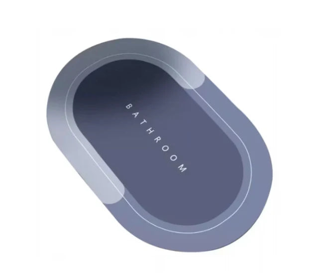 Covor de baie antiderapant, Substrat absorbant si uscare rapida, Usor de curatat, Oval, Dimensiuni 60 x 40 cm, Calitate Premium, Albastru